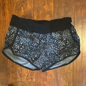Black and Gray Patterned Running Shorts